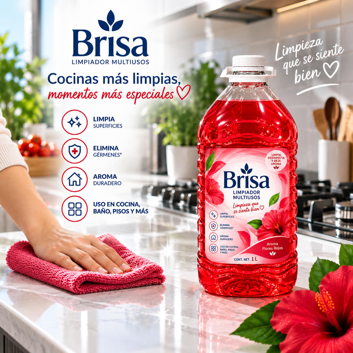 BRISA Limpiador Multiusos – Flores Rojas